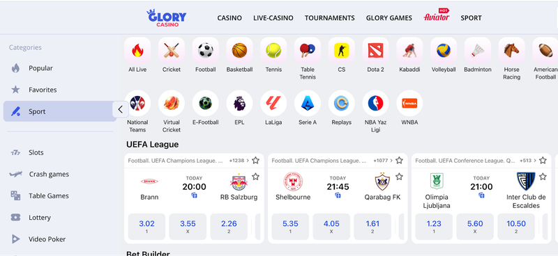 Sports betting at Glore Casino